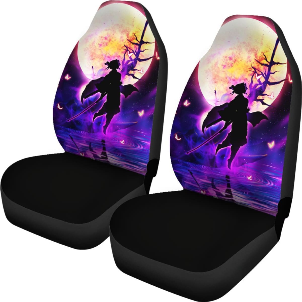 Demon Slayer Car Seat Covers Demon Slayer Shinobu Kocho Silhouette Seat Covers Purple