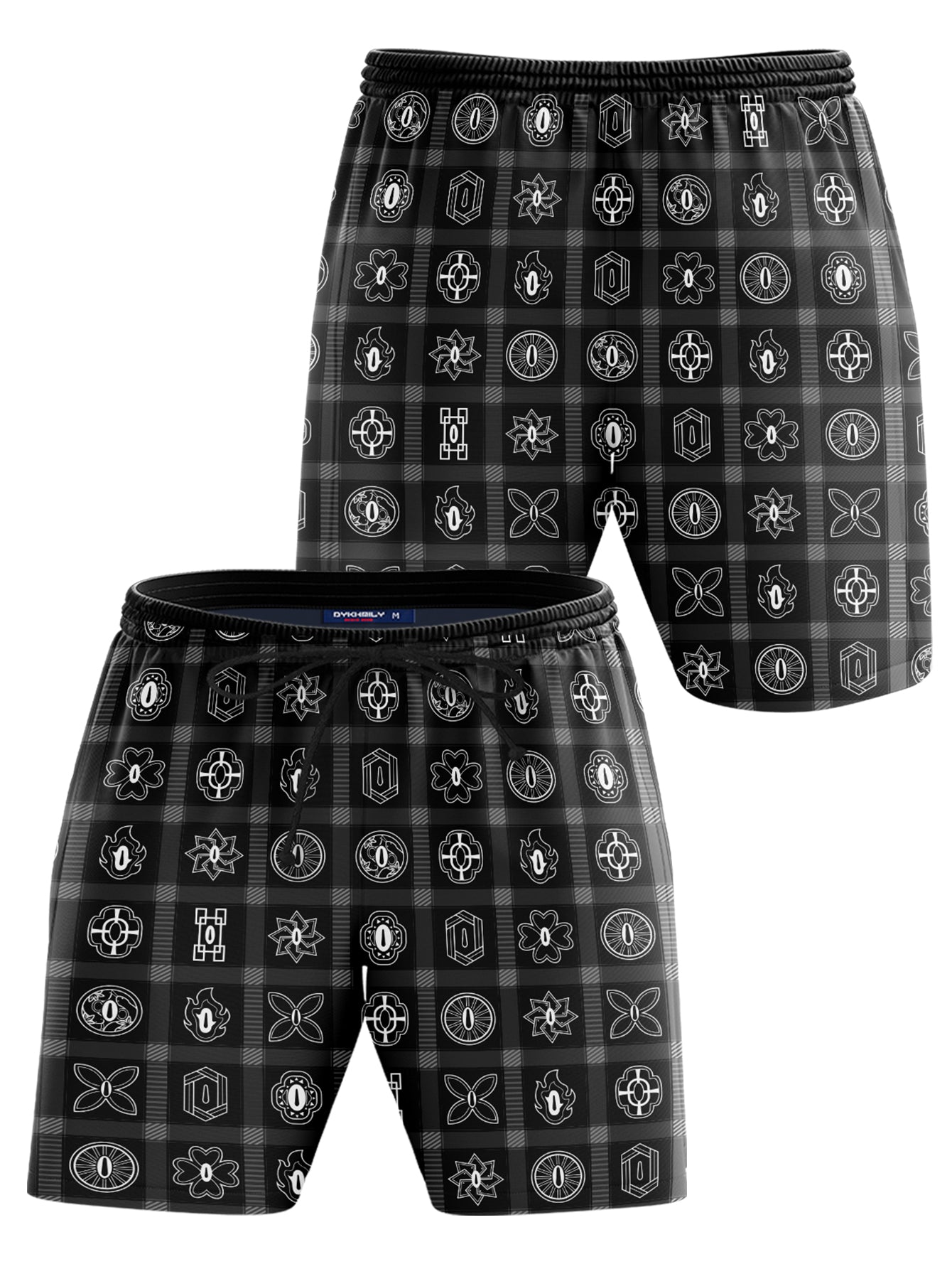 Demon Slayer Shorts Demon Slayer Hashira Swords' Hilts Pattern Beach Shorts Black White