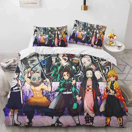 Demon Slayer Bedding Set Demon Slayer Protagonist Team Duvet Covers Colorful Unique Gift