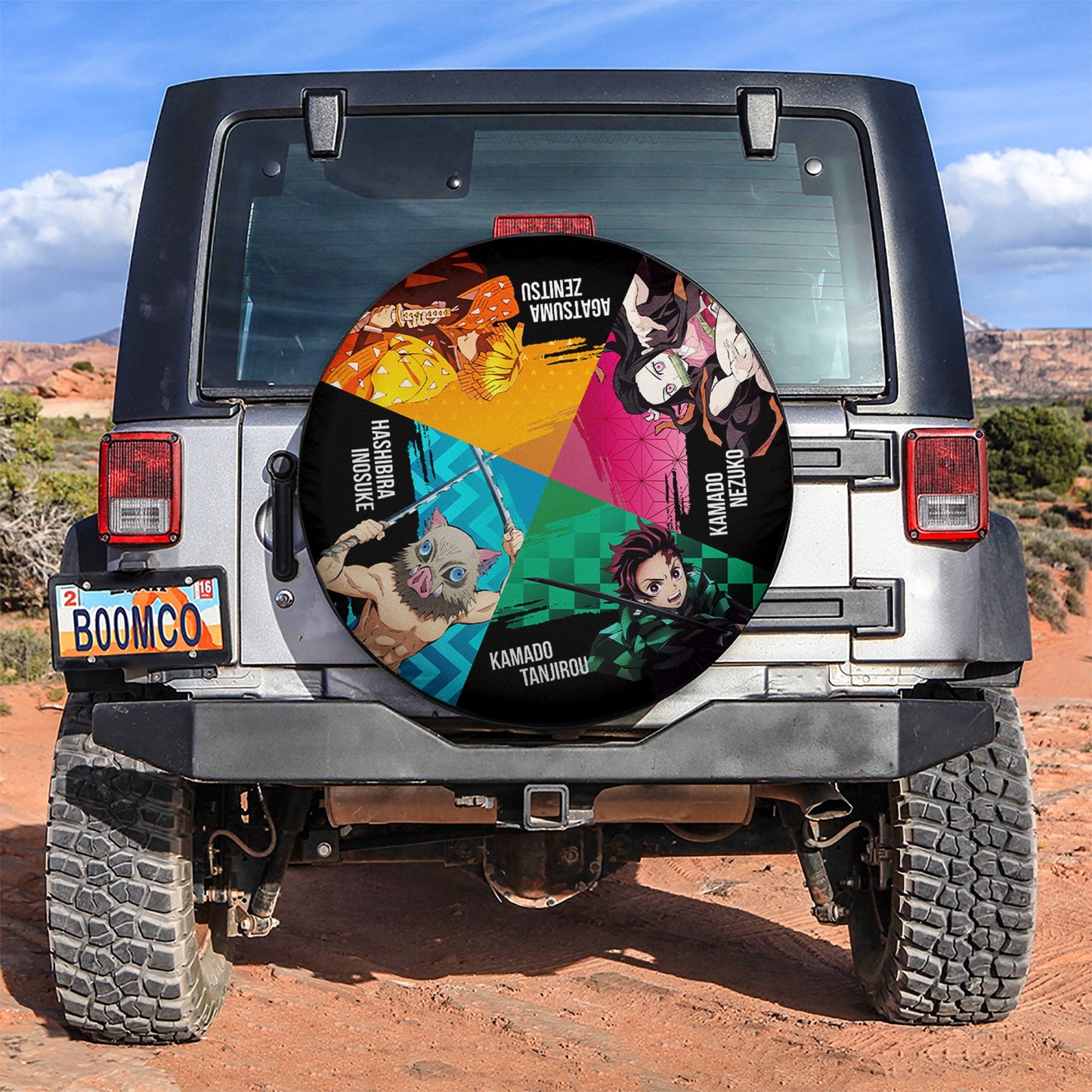 Demon Slayer Spare Tire Cover Demon Slayer Team Member Graphic Tire Covers Colorful