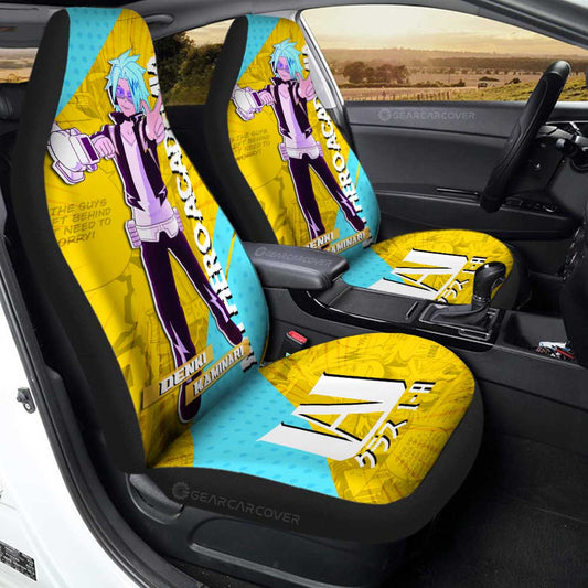 My Hero Academia Car Seat Covers Hero Denki Kaminari Graphic Seat Covers Blue Yellow