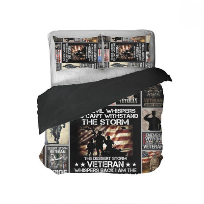 Veteran Bedding Set The Devil Whispered You Can't Withstand The Storm Duvet Covers Black Brown Unique Gift