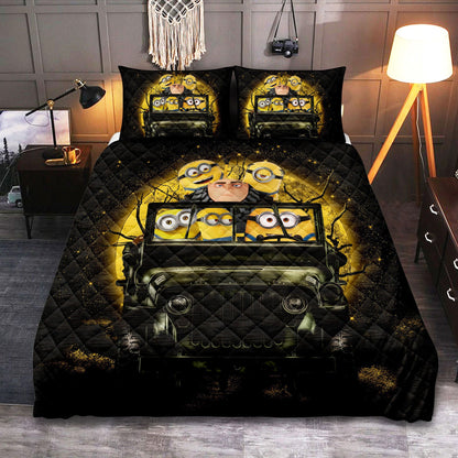 Minions Bedding Set Despicable Me Gru And Minions Un Moonlight Duvet Covers Black Yellow Unique Gift