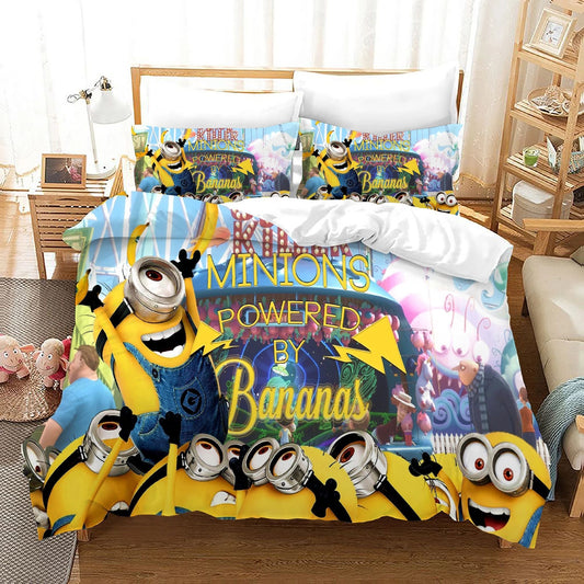 Minions Bedding Set Minions Powered By Bananas Duvet Covers Colorful Unique Gift