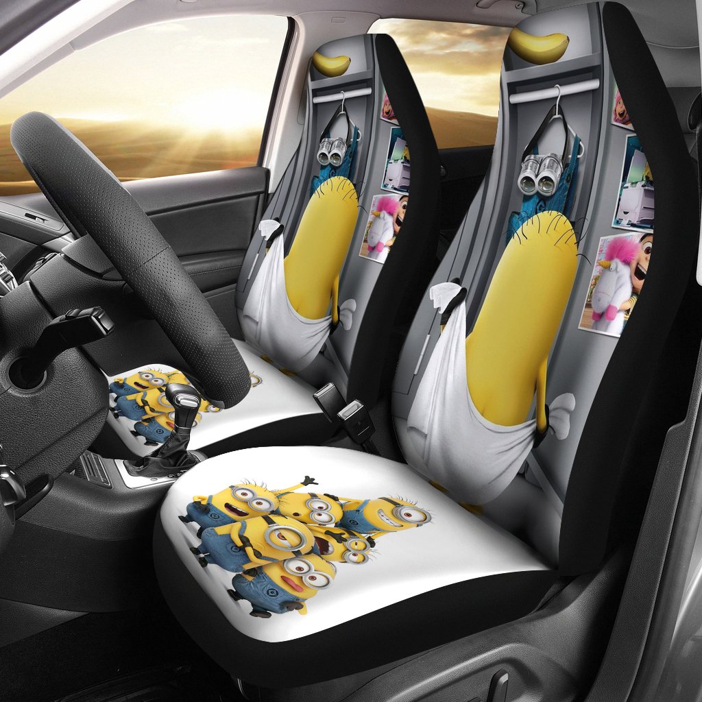 Minions Car Seat Covers Minion With Locket Stack Up Seat Covers Colorful