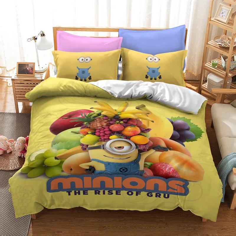 Minions Bedding Set Minions The Rise Of Gru Fruits Graphic Duvet Covers Colorful Unique Gift