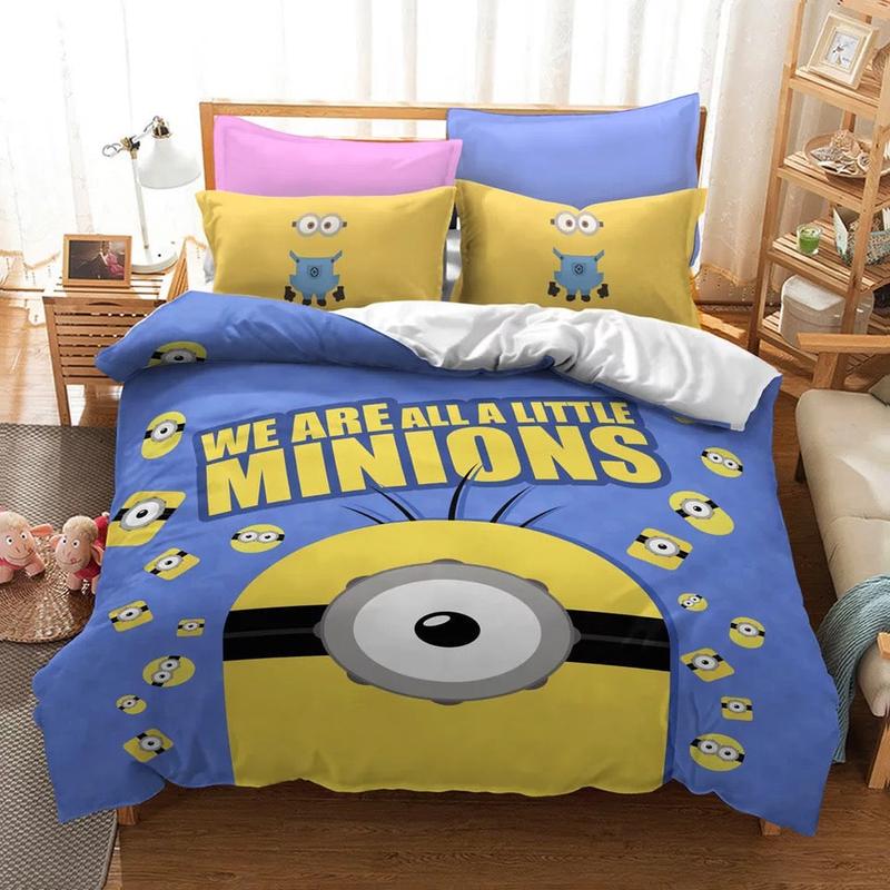 Minions Bedding Set We Are All A Little Minions Duvet Covers Yellow Bl ...