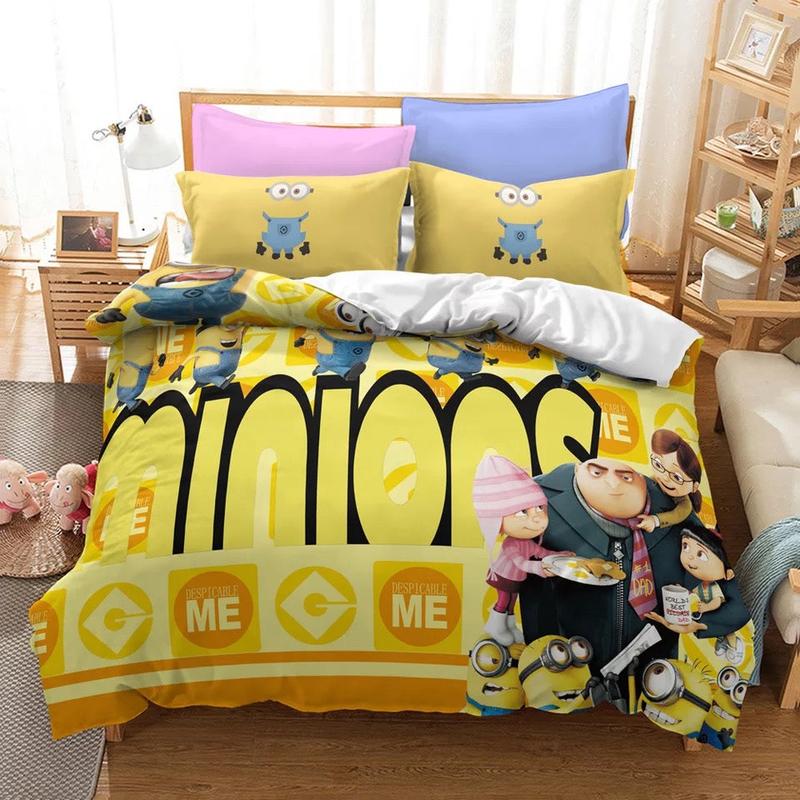 Minions Bedding Set Despicable Me Family And Minions Graphic Duvet Covers Yellow Unique Gift