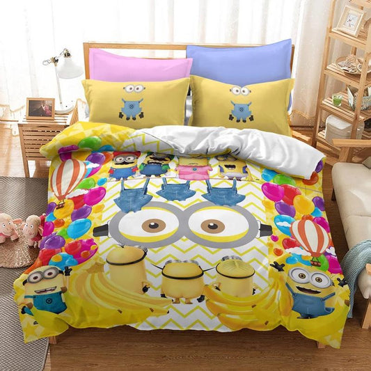 Minions Bedding Set Despicable Me Minions Bananas Pattern Duvet Covers Yellow Unique Gift