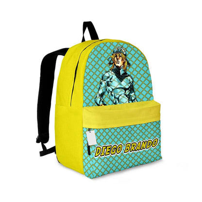 Jojo’s Bizarre Adventure Backpack Jojo’s Bizarre Adventure Diego Brando Graphic Backpacks Yellow Blue