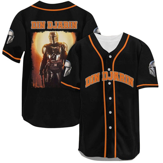 SW Baseball Jersey Din Djarin SW Jersey Shirt Black Unisex Adult New Release