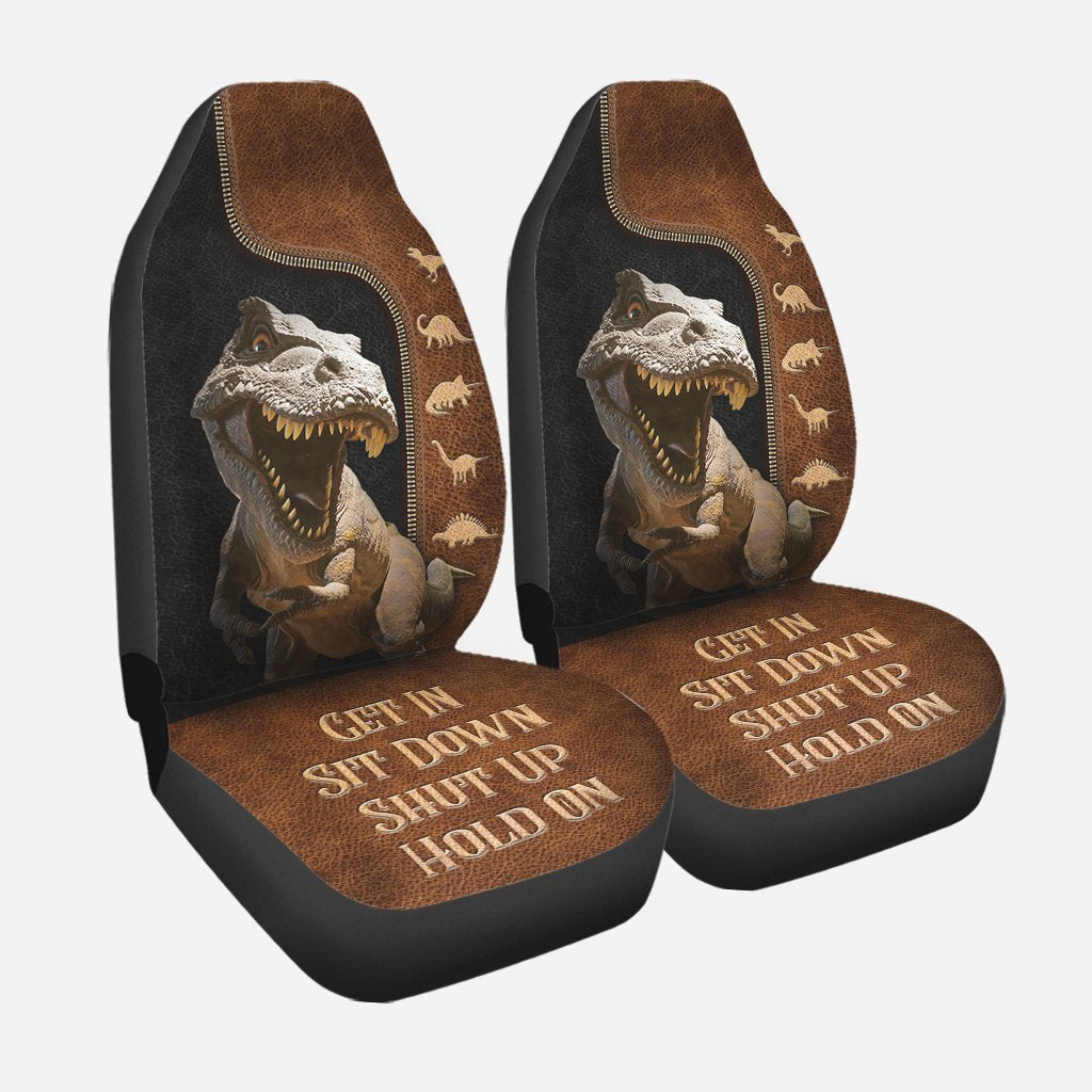 Dinosaurs Zip Pattern Car Seat Get In Sit Down Shut Up Hold On Car Seat Cover