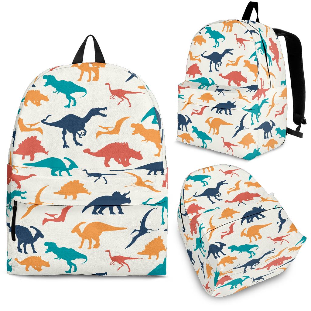 Dinosaur Backpack Dinosaur Leaf Flora Drawing Pattern Backpacks Colorful