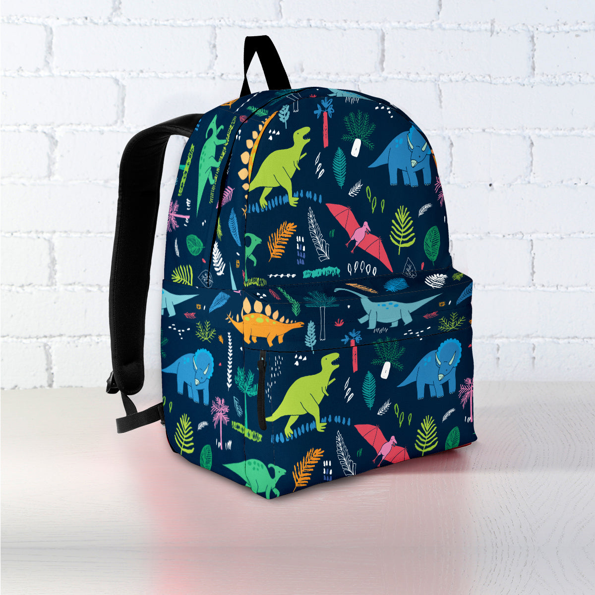 Dinosaur Backpack Dinosaur Flower Leaf Pattern Backpacks Green