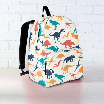 Dinosaur Backpack Dinosaur Leaf Flora Drawing Pattern Backpacks Colorful