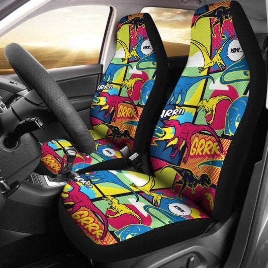 Dinosaur Car Seat Covers Dinosaur Comic Style Pattern Seat Covers Colorful