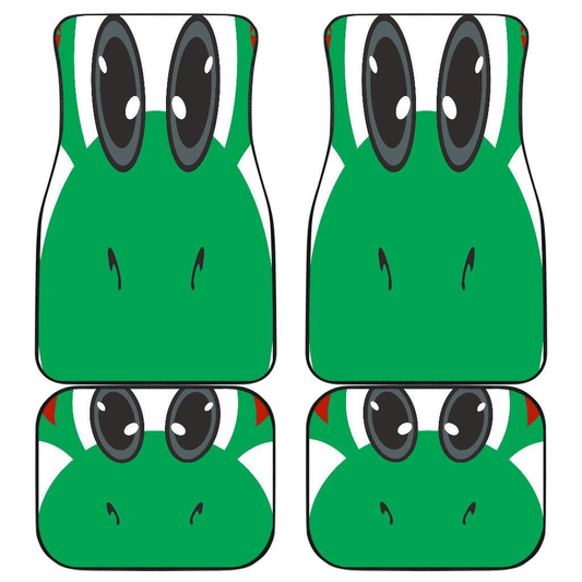 Mario Car Mats Game Character Yoshi Face Details Pattern Car Floor Mats Green