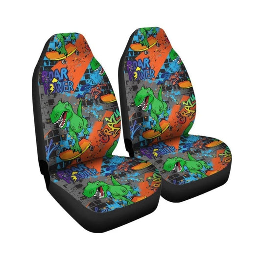 Dinosaur Car Seat Covers Dinosaur T-rex Graffiti Roar Power Pattern Seat Covers Colorful