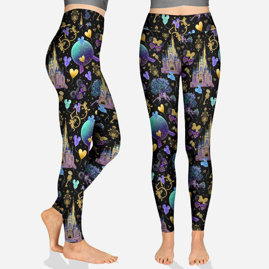 DN Leggings DN World 50 Anniversary Landscape Pattern High Waisted Legging Black For Women