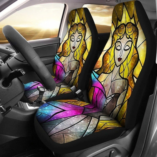 DN Car Seat Covers DN Princess Aurora In Stained Glasses Style Seat Covers Colorful