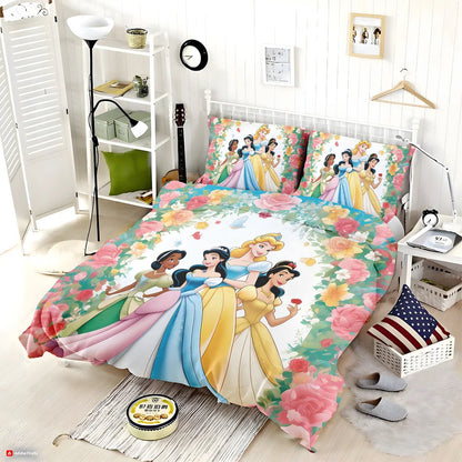 DN Bedding Set DN Princesses Playing At Flower Gate Duvet Covers Colorful Unique Gift