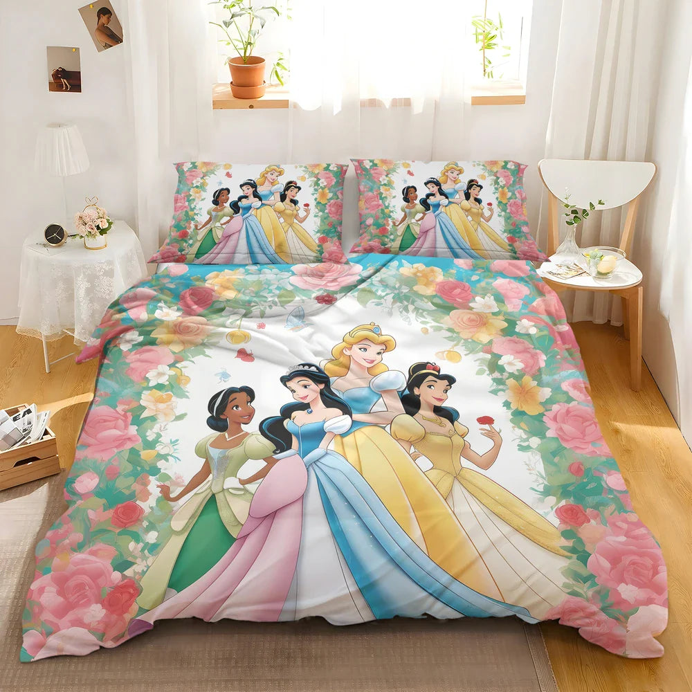 DN Bedding Set DN Princesses Playing At Flower Gate Duvet Covers Colorful Unique Gift