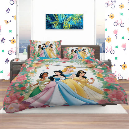 DN Bedding Set DN Princesses Playing At Flower Gate Duvet Covers Colorful Unique Gift