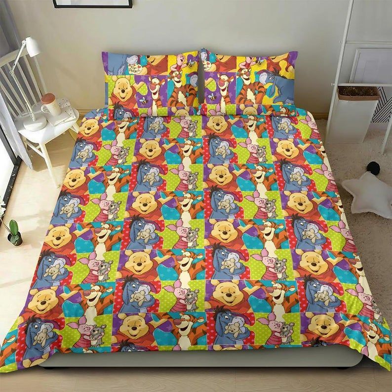 WTP Bedding Set DN Pooh And Friends Pattern Duvet Covers Colorful Unique Gift