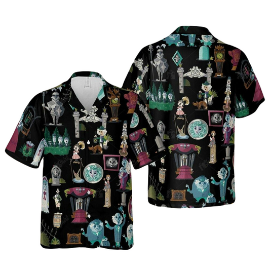 DN Hawaii Shirt DNland Hitchhiking Foolish Mortal Pattern Hawaiian Shirt Black Unisex