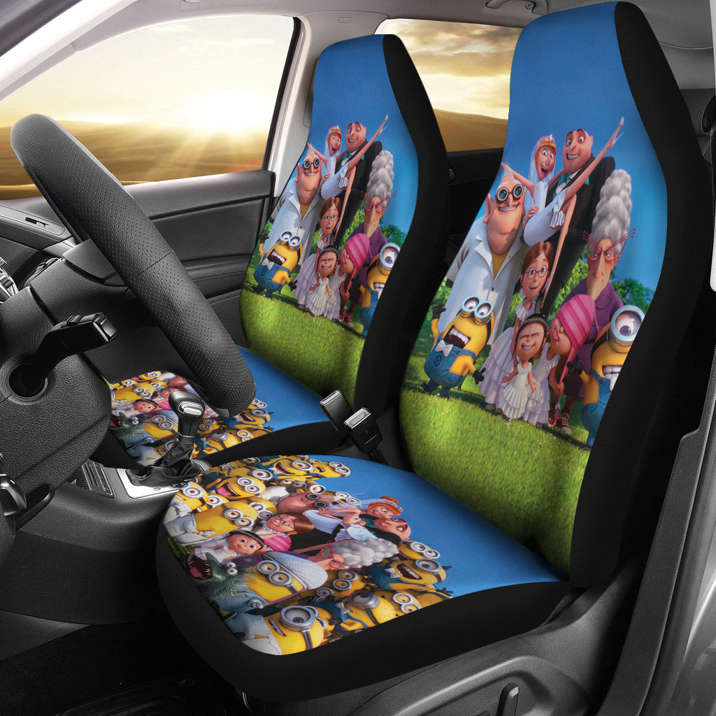 Minions Car Seat Covers Dispicable Me Gru Family Wedding Day Seat Covers Colorful