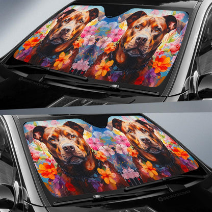 Dog Pitbull Floral Car Sunshade Custom Car Accessories