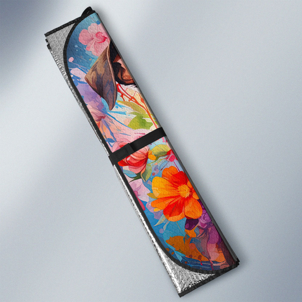 Dog Pitbull Floral Car Sunshade Custom Car Accessories