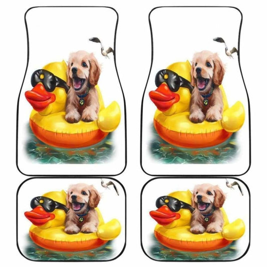 Dog Car Floor Mats Cute Dog On The Duck Float Graphic Car Mats