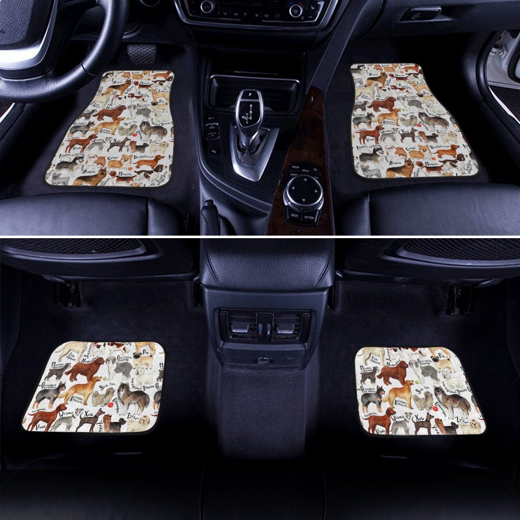 Dog Car Floor Mats Funny All Types Of Dog And Their Breeds Pattern Car Mats