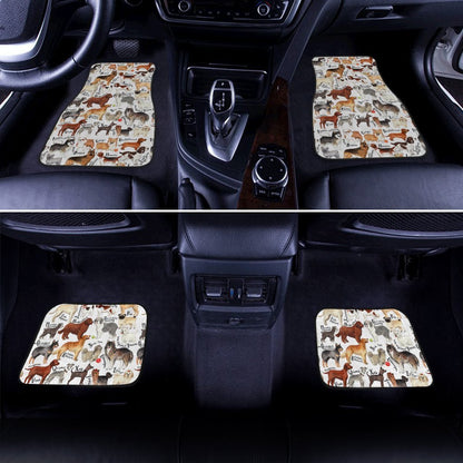 Dog Car Floor Mats Funny All Types Of Dog And Their Breeds Pattern Car Mats