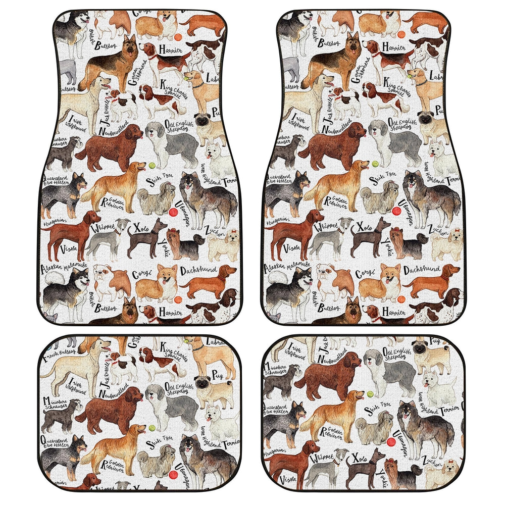 Dog Car Floor Mats Funny All Types Of Dog And Their Breeds Pattern Car Mats