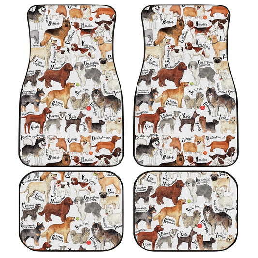 Dog Car Floor Mats Funny All Types Of Dog And Their Breeds Pattern Car Mats