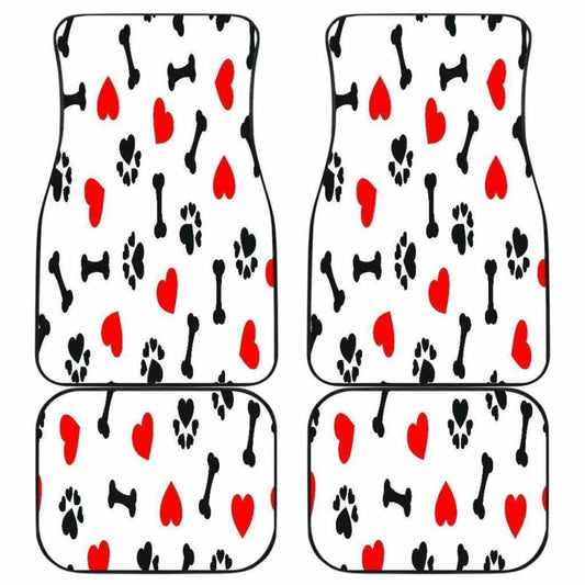 Dog Car Floor Mats Cute Dog Paw Bones Heart Pattern Car Mats