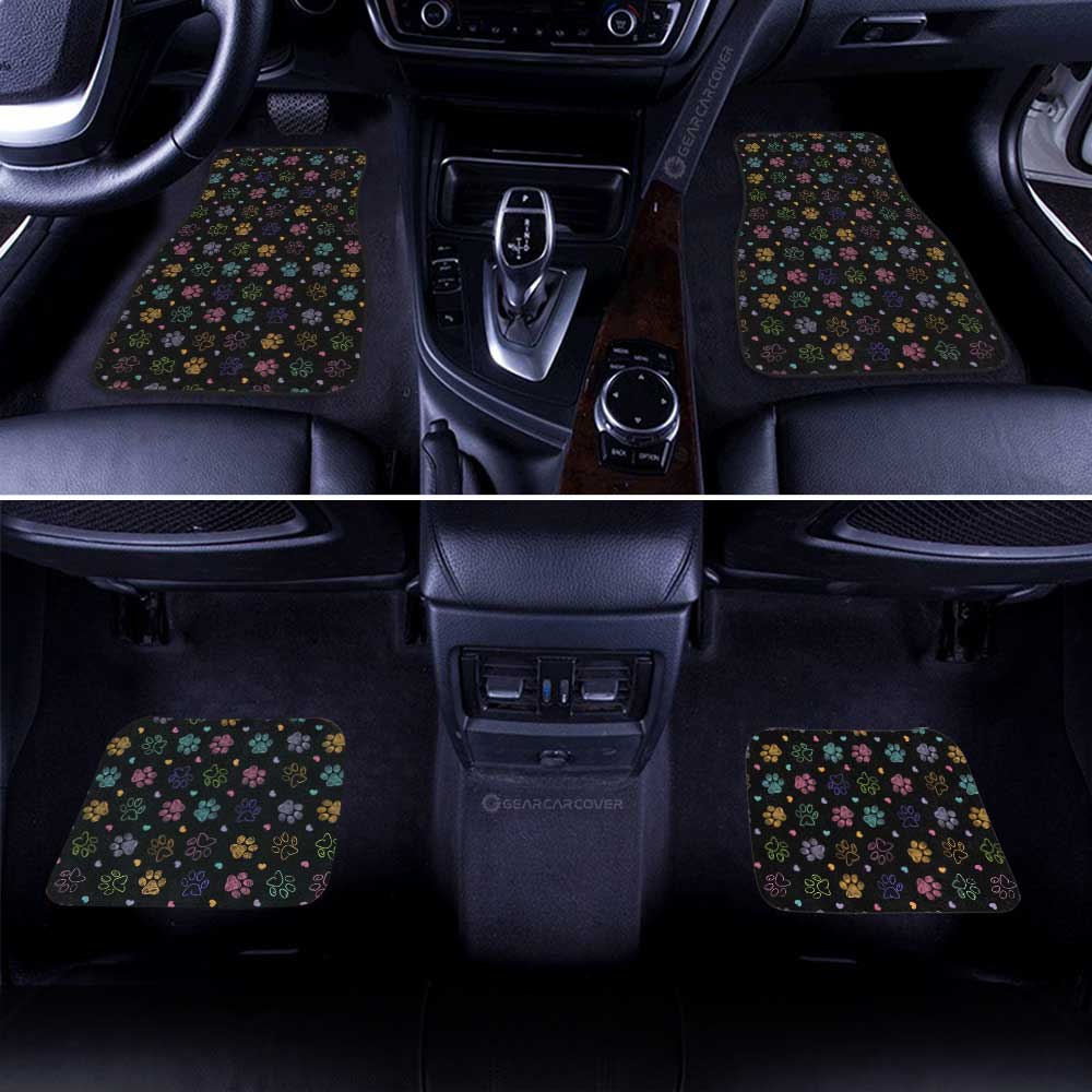 Dog Car Floor Mats Dog Paw Prints Multicolor Pattern Car Mats