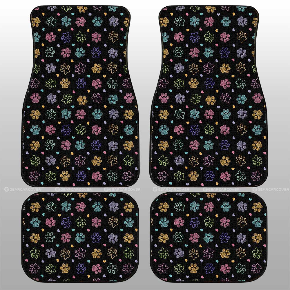 Dog Car Floor Mats Dog Paw Prints Multicolor Pattern Car Mats