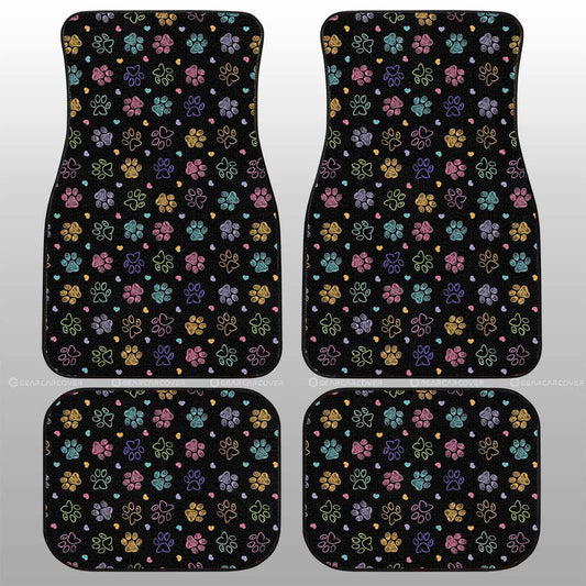 Dog Car Floor Mats Dog Paw Prints Multicolor Pattern Car Mats