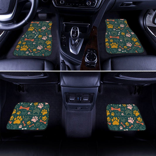 Dog Car Floor Mats Funny Dog Paw Print And Bones Pattern Car Mats