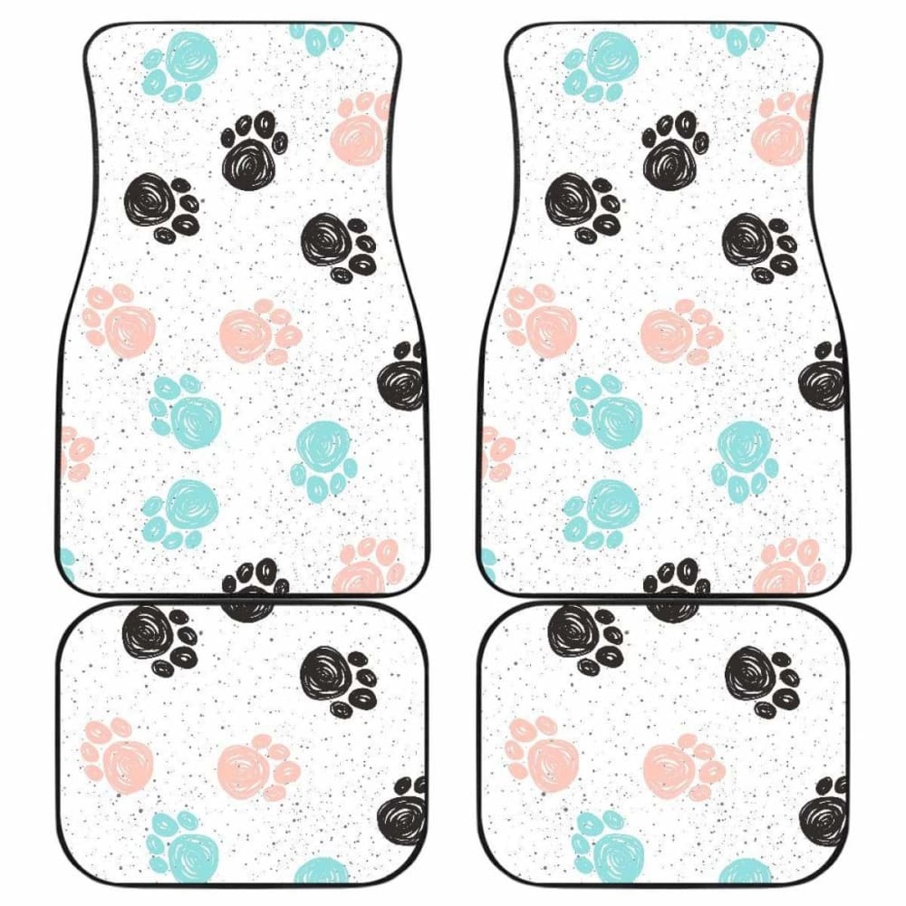 Dog Car Floor Mats Dog Pawprint Watercolor Drawing Pattern Car Mats