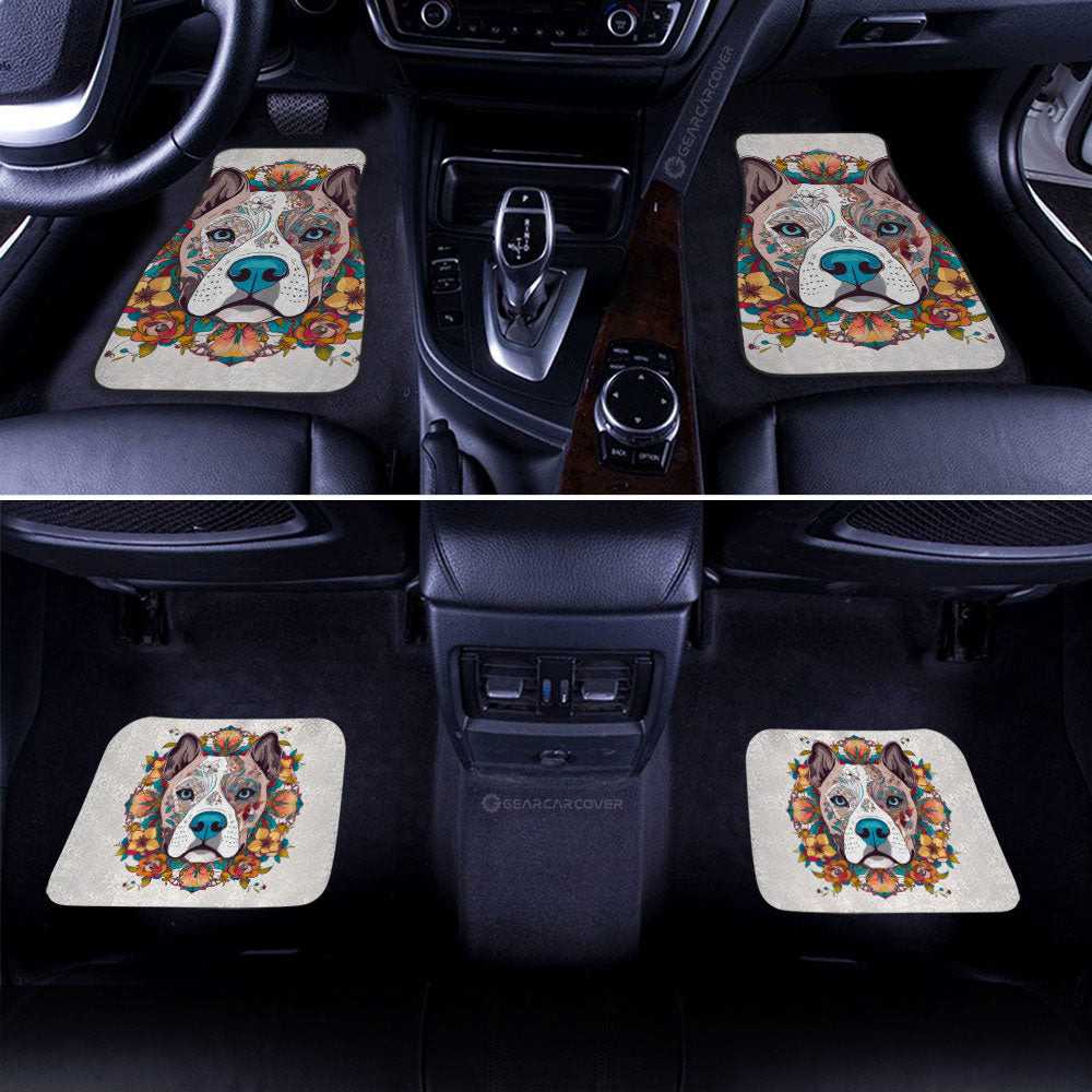 Dog Car Floor Mats Pretty Dog Pitbull Floral Pattern Mandala Style Car Mats