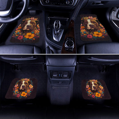 Dog Car Floor Mats Vintage Style Pitbull Dog Flower Pattern Car Mats