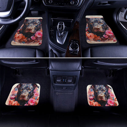 Dog Car Floor Mats Watercolor Painting Dog Pitbull Floral Art Car Mats