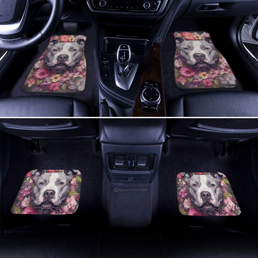 Dog Car Floor Mats Cool Dog Pitbull Floral Art Pattern Car Mats