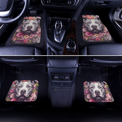 Dog Car Floor Mats Cool Dog Pitbull Floral Art Pattern Car Mats