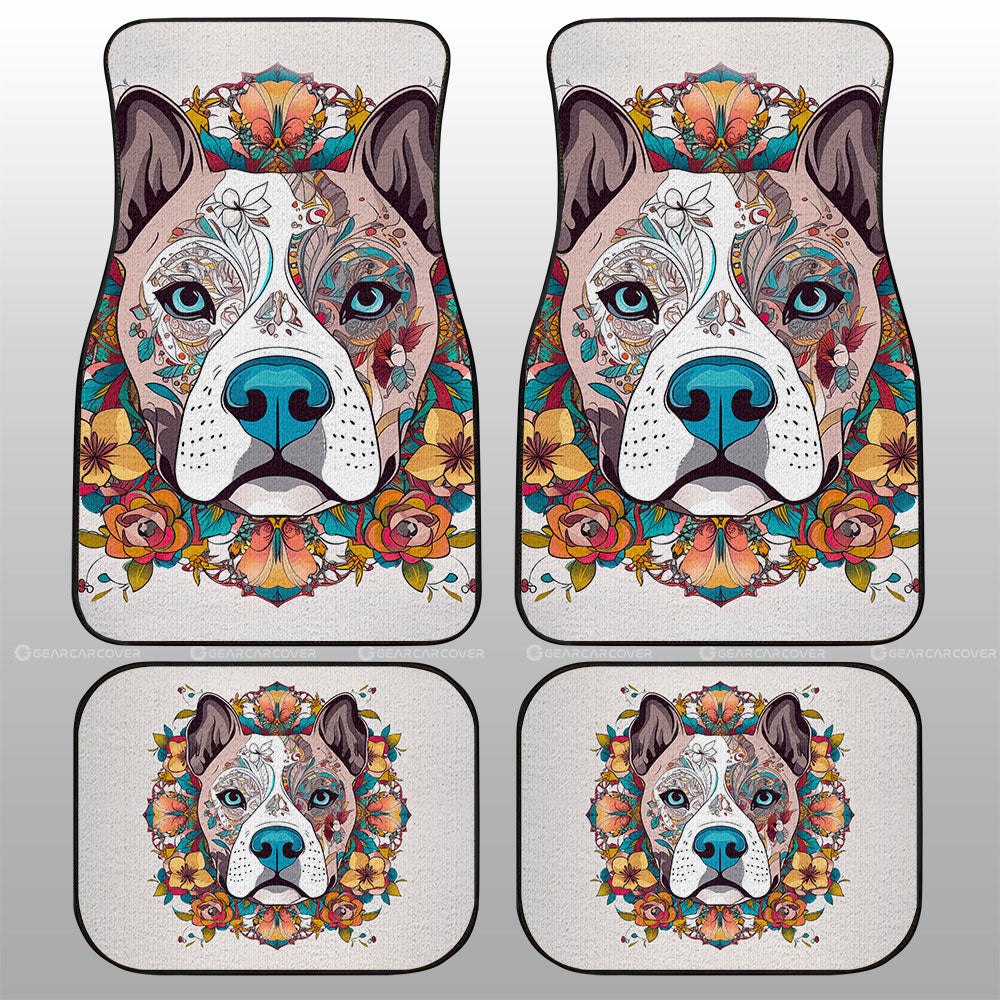 Dog Car Floor Mats Pretty Dog Pitbull Floral Pattern Mandala Style Car Mats