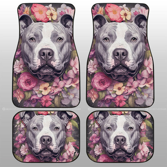 Dog Car Floor Mats Cool Dog Pitbull Floral Art Pattern Car Mats